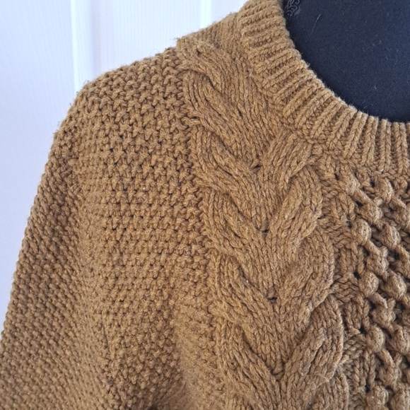 GAP Lampswool Blend Chunky Mustard Oversized Knit Cozy Pullover Sweater - Picture 2 of 7